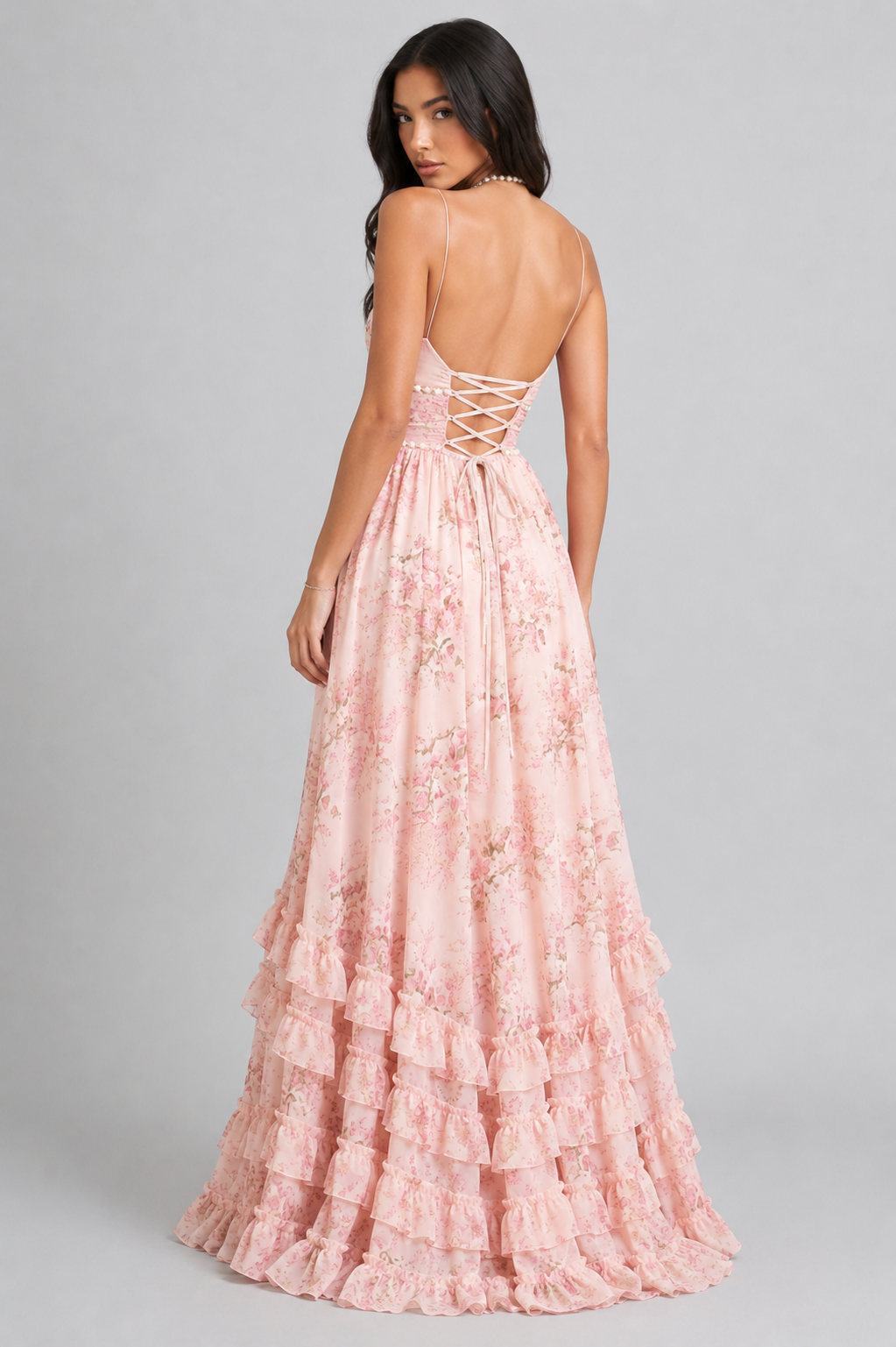 VALESKA | Vestido maxi chic con estampado floral vintage