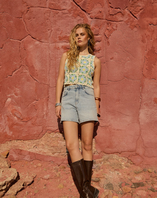 COMFORT MOM DENIM SHORT AZUL CLARO