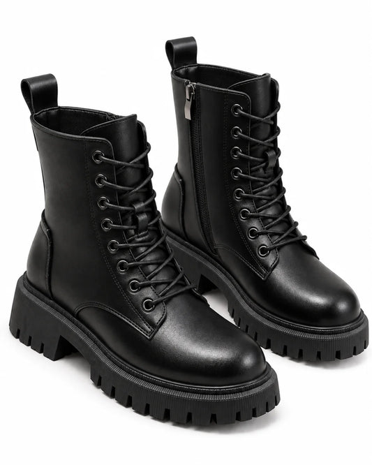 Delphine Botas de invierno negras de cuero