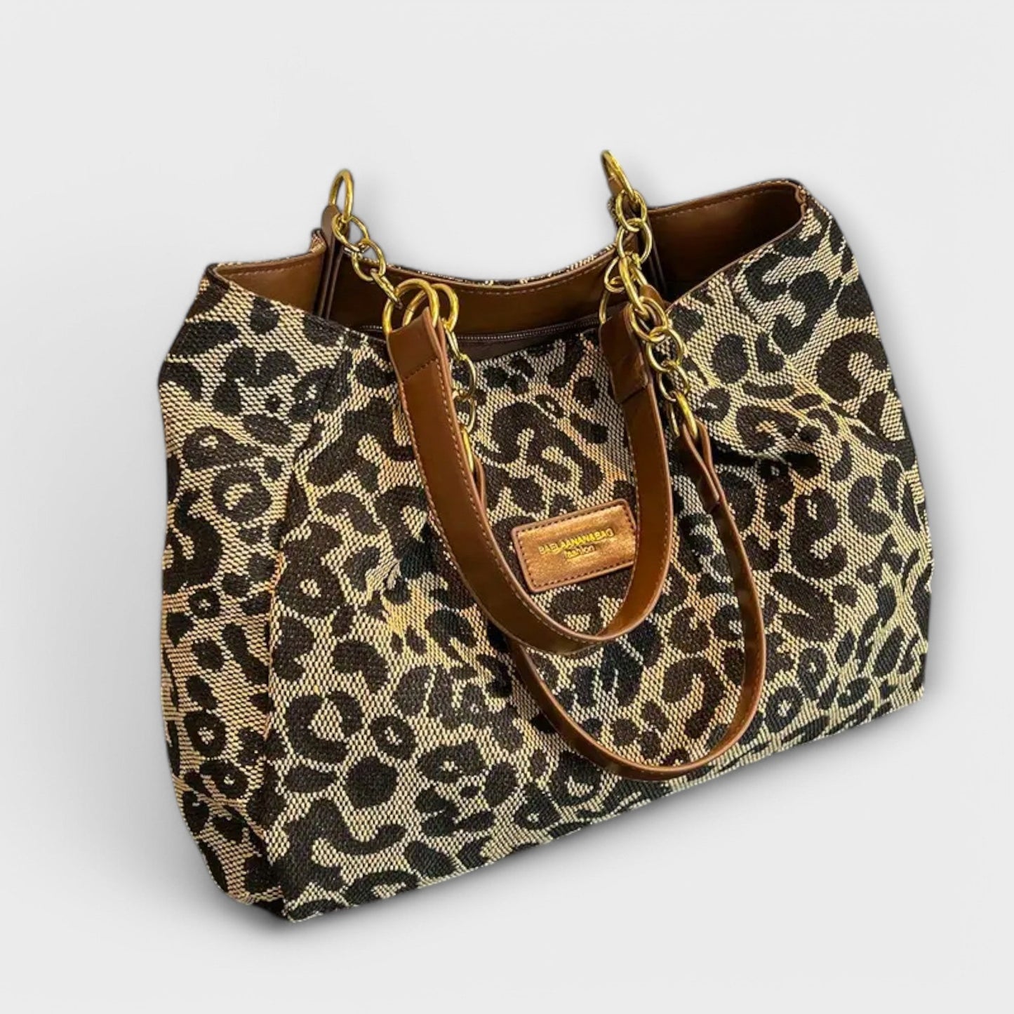 Olivia - Bolso tote de lona con estampado de leopardo