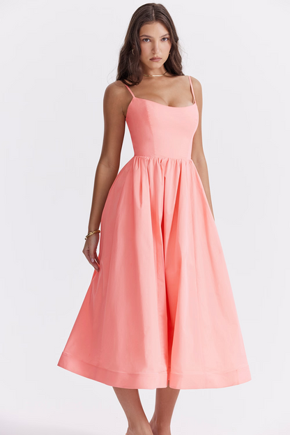 ESTELLE | Vestido midi de verano con corsé elegante