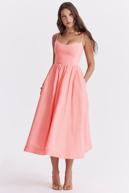 ESTELLE | Vestido midi de verano con corsé elegante