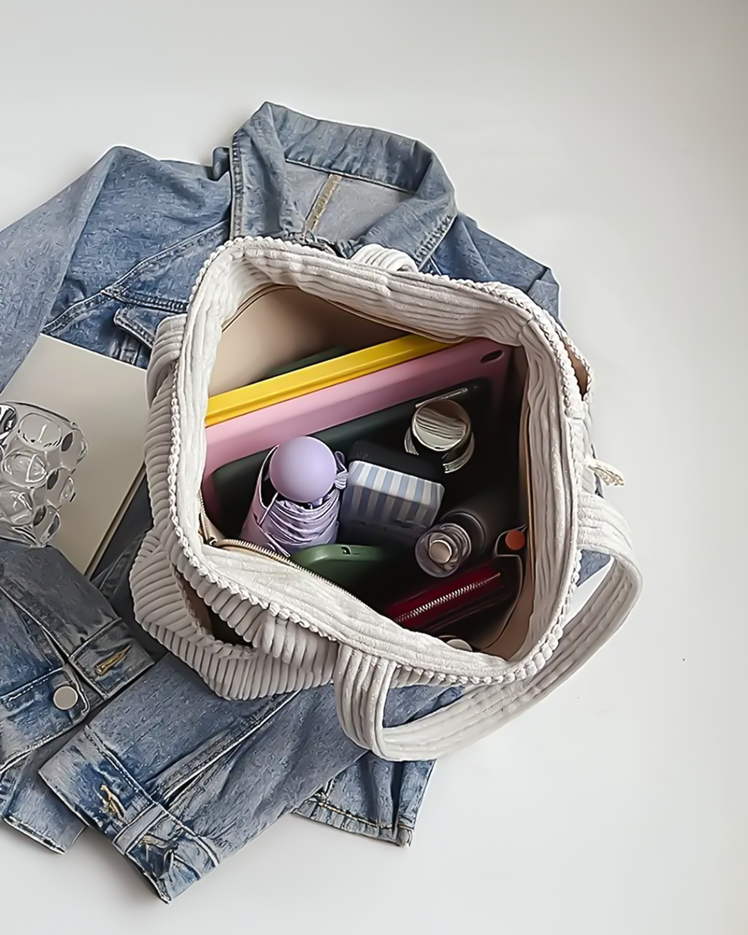 Tilda – Bolsa tote acanalada con detalle de cordón