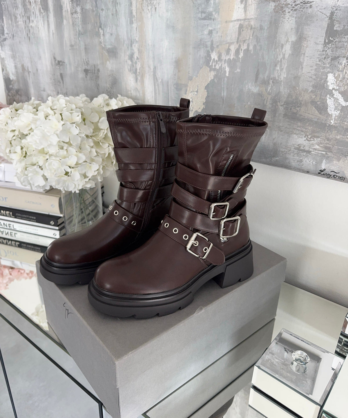Botas moteras Bellina marrones