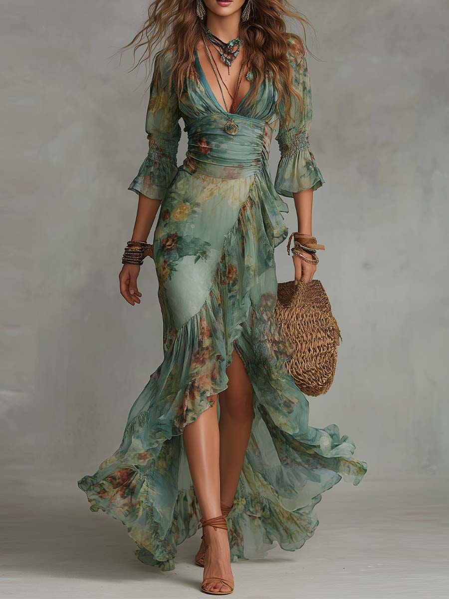 AURORA | VESTIDO LARGO ASIMÉTRICO