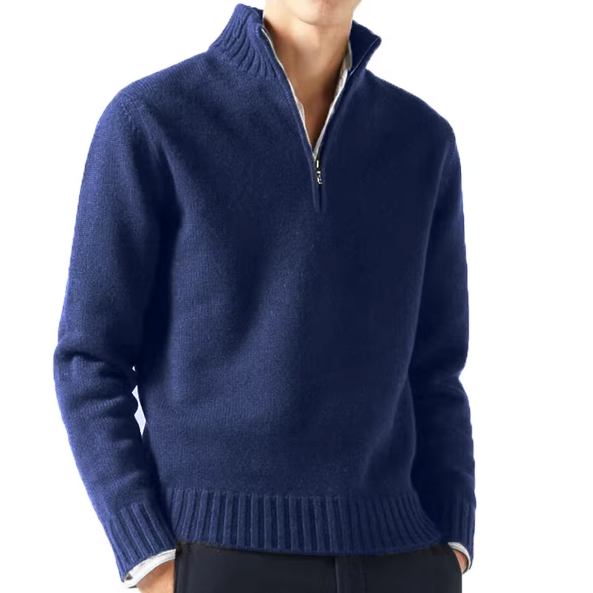 DELACROIX | Jersey de cuello alto de lana con cremallera para hombre