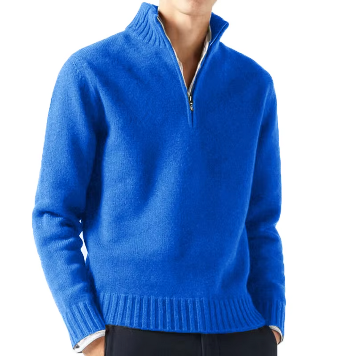 DELACROIX | Jersey de cuello alto de lana con cremallera para hombre
