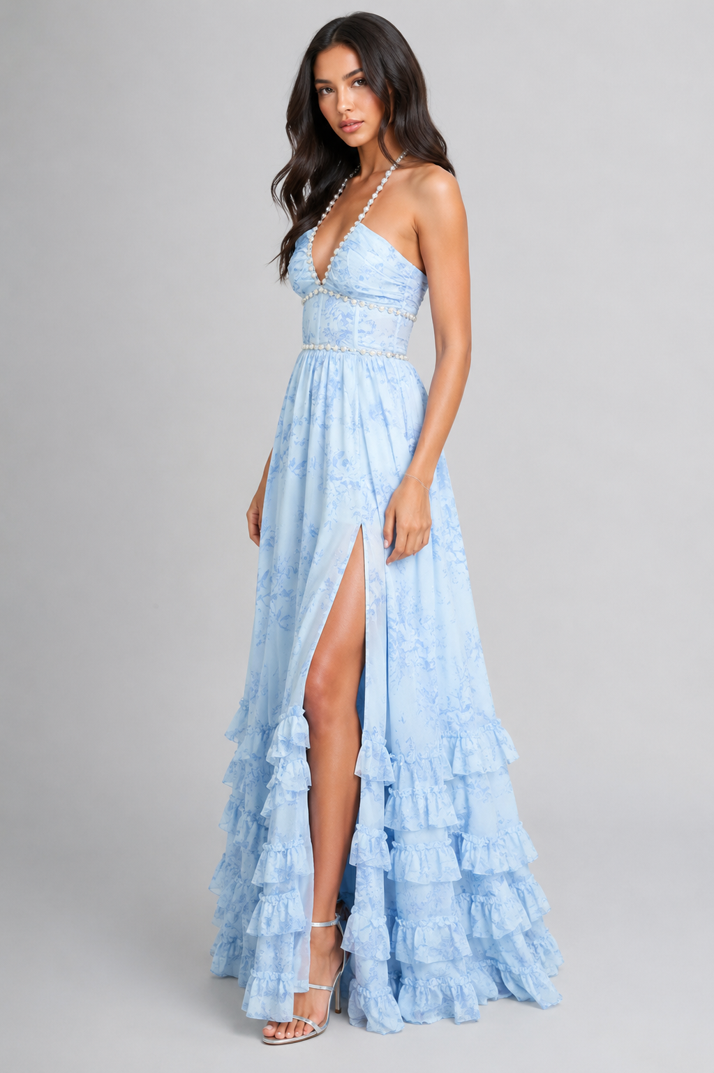 VALESKA | Vestido maxi chic con estampado floral vintage