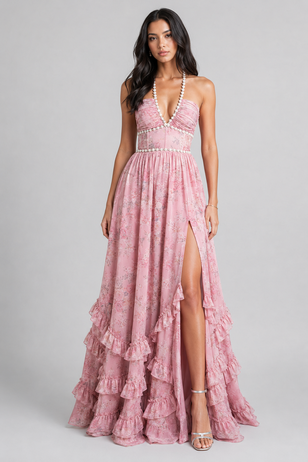 VALESKA | Vestido maxi chic con estampado floral vintage