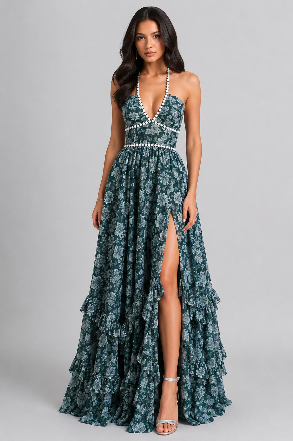 VALESKA | Vestido maxi chic con estampado floral vintage