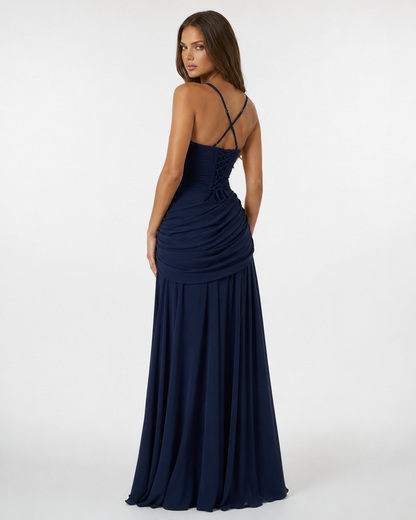 ENIE | Vestido maxi con escote cuadrado fruncido