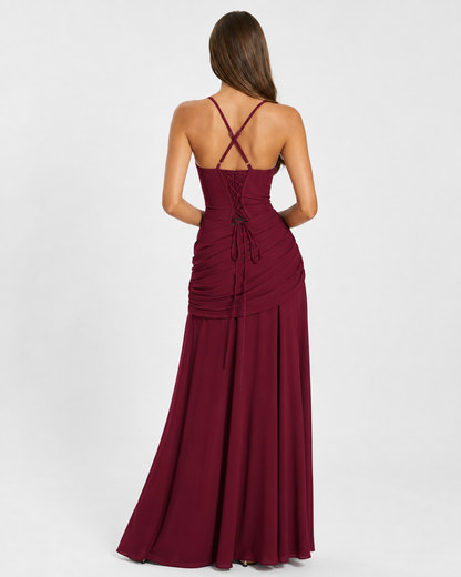 ENIE | Vestido maxi con escote cuadrado fruncido
