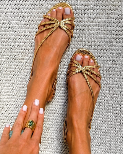 Ginevra | Sandalias de confort doradas con plantilla ergonómica