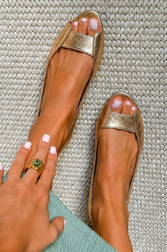 Adelina | Sandalias de confort doradas con plantilla de soporte