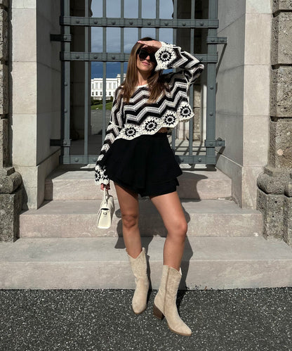 Botas cowboy Selenay beige de caña midi