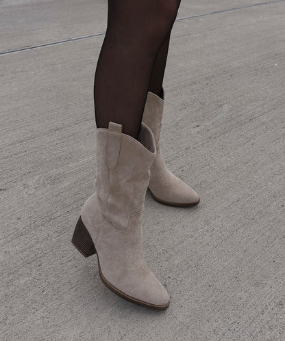 Botas cowboy Selenay beige de caña midi