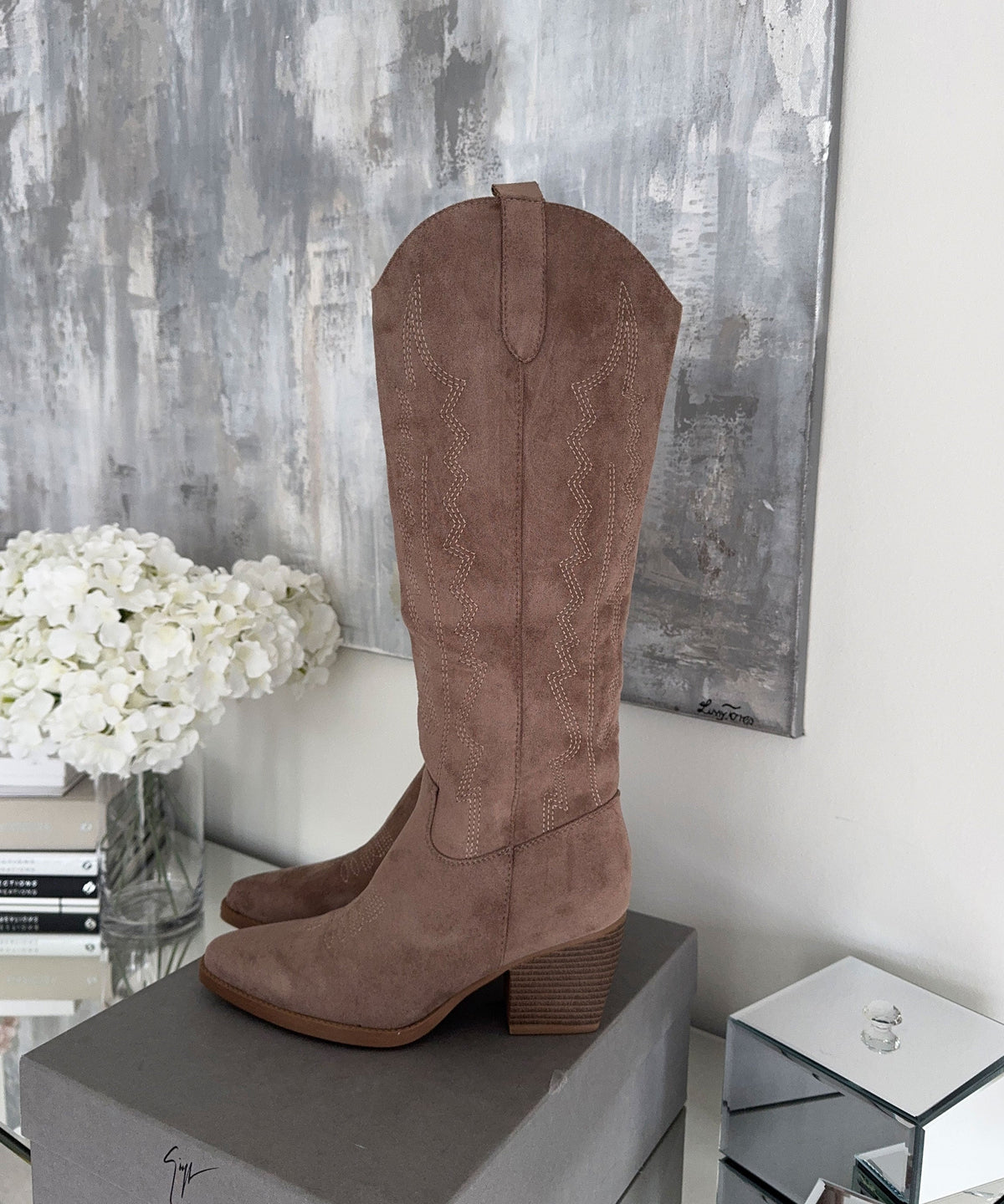 Botas cowboy Selenay taupe altas