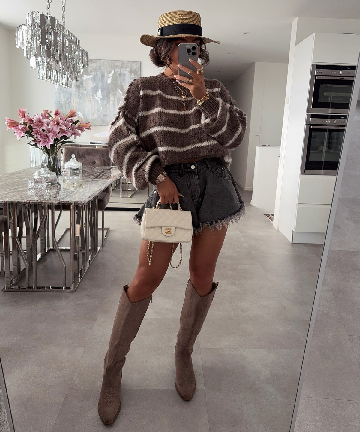 Botas cowboy Selenay taupe altas