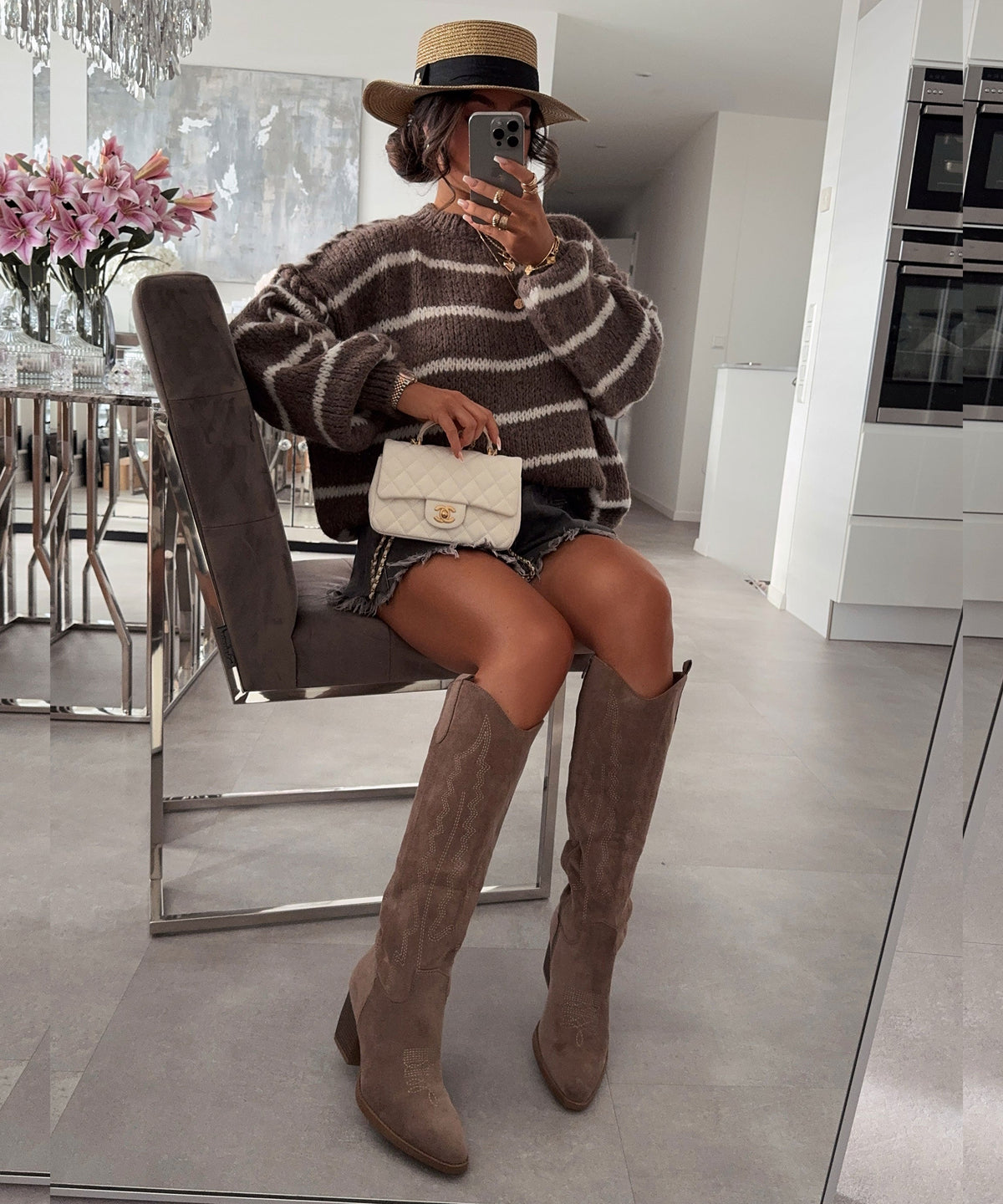 Botas cowboy Selenay taupe altas