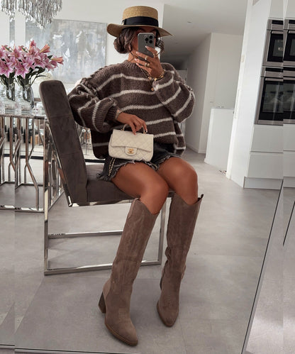 Botas cowboy Selenay taupe altas