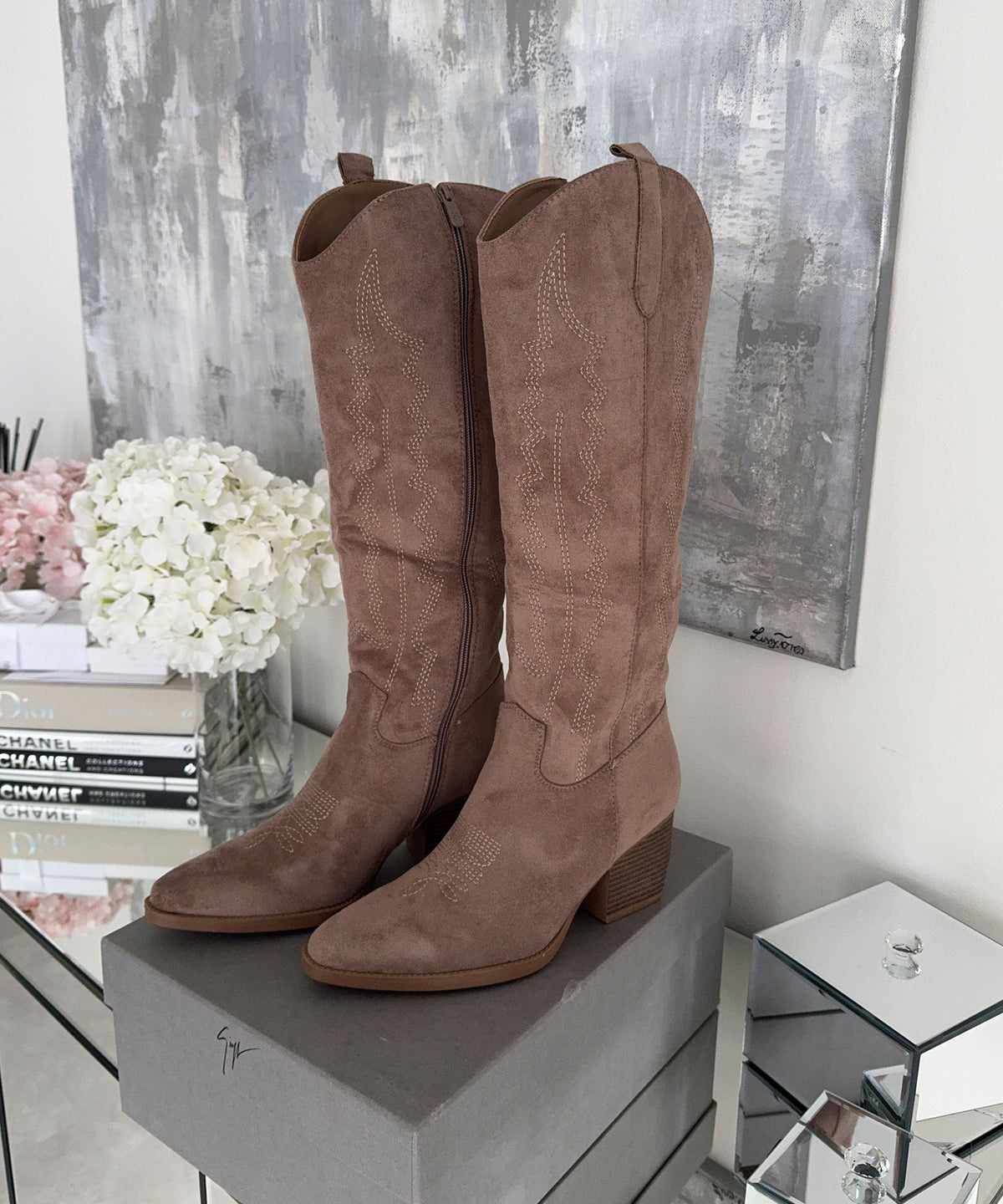 Botas cowboy Selenay taupe altas