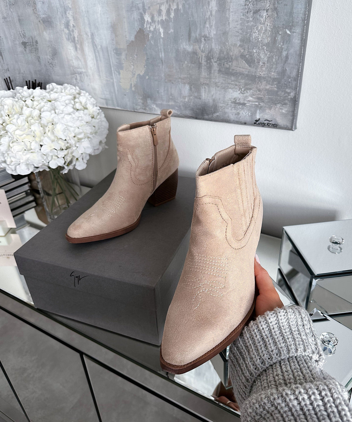 Botines cowboy Allie beige