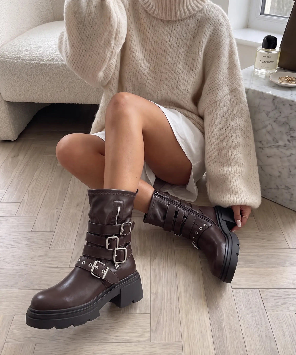 Botas moteras Bellina marrones