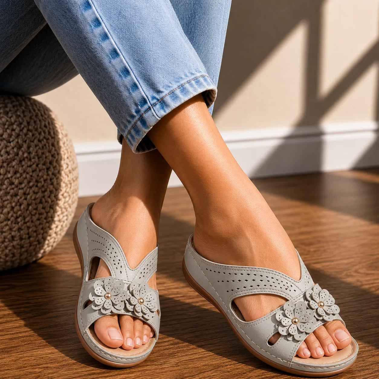Sandalia de confort FloraStep con soporte del arco | Antideslizante y ultraligera