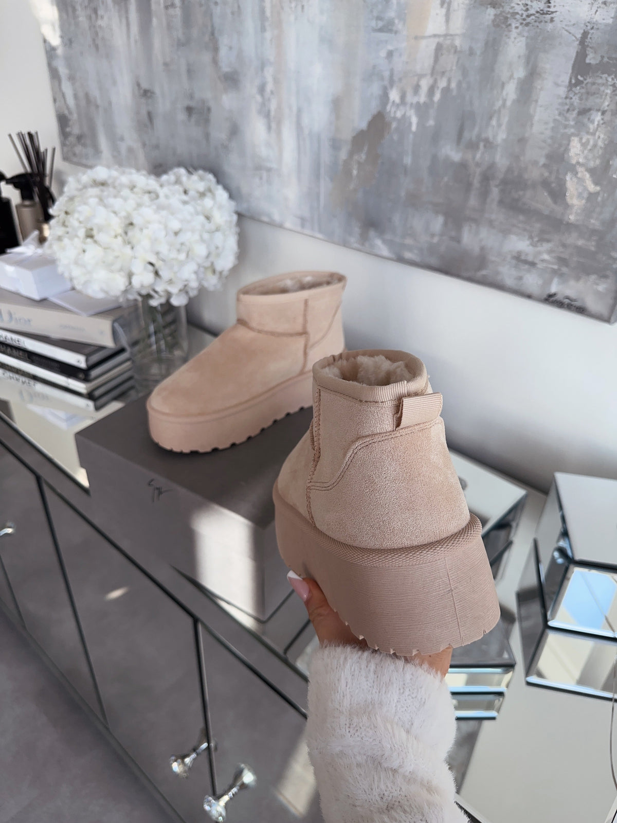 Botas de plataforma forradas Nina beige