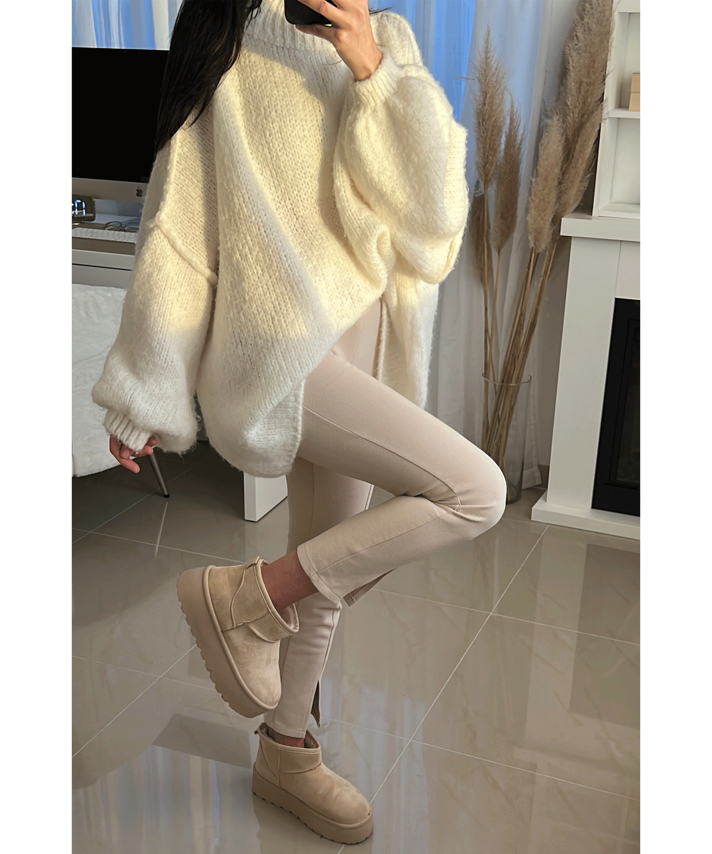 Botas de plataforma forradas Nina beige