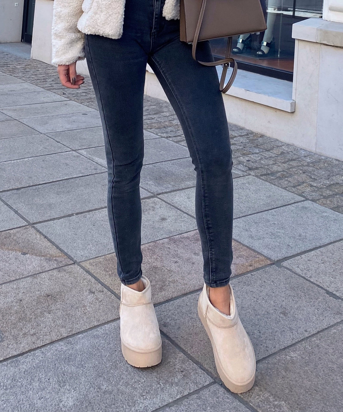 Botas de plataforma forradas Nina beige