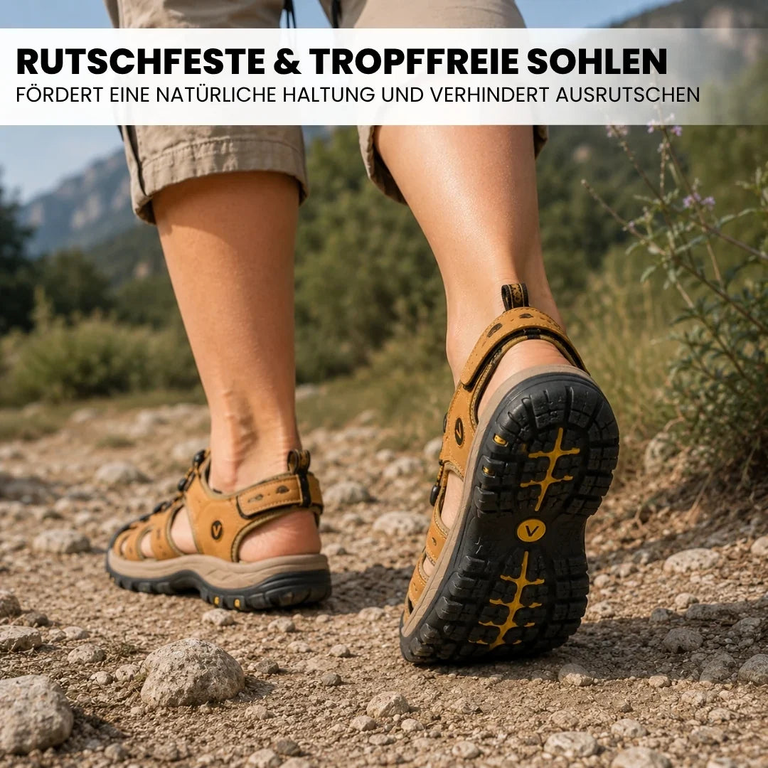 Sandalia de cuero para hombre GrundFest | puntera cerrada · suela robusta · antideslizante
