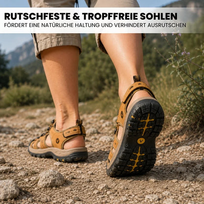 Sandalia de cuero para hombre GrundFest | puntera cerrada · suela robusta · antideslizante