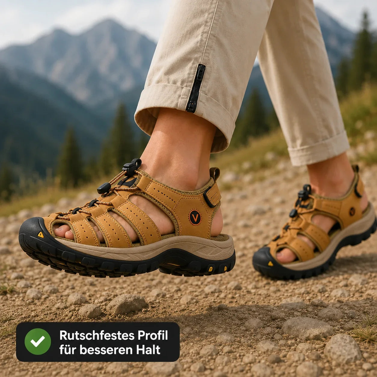 Sandalia de cuero para hombre GrundFest | puntera cerrada · suela robusta · antideslizante