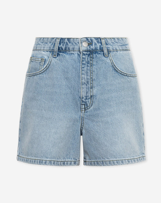 MOM DENIM SHORT AZUL CLARO