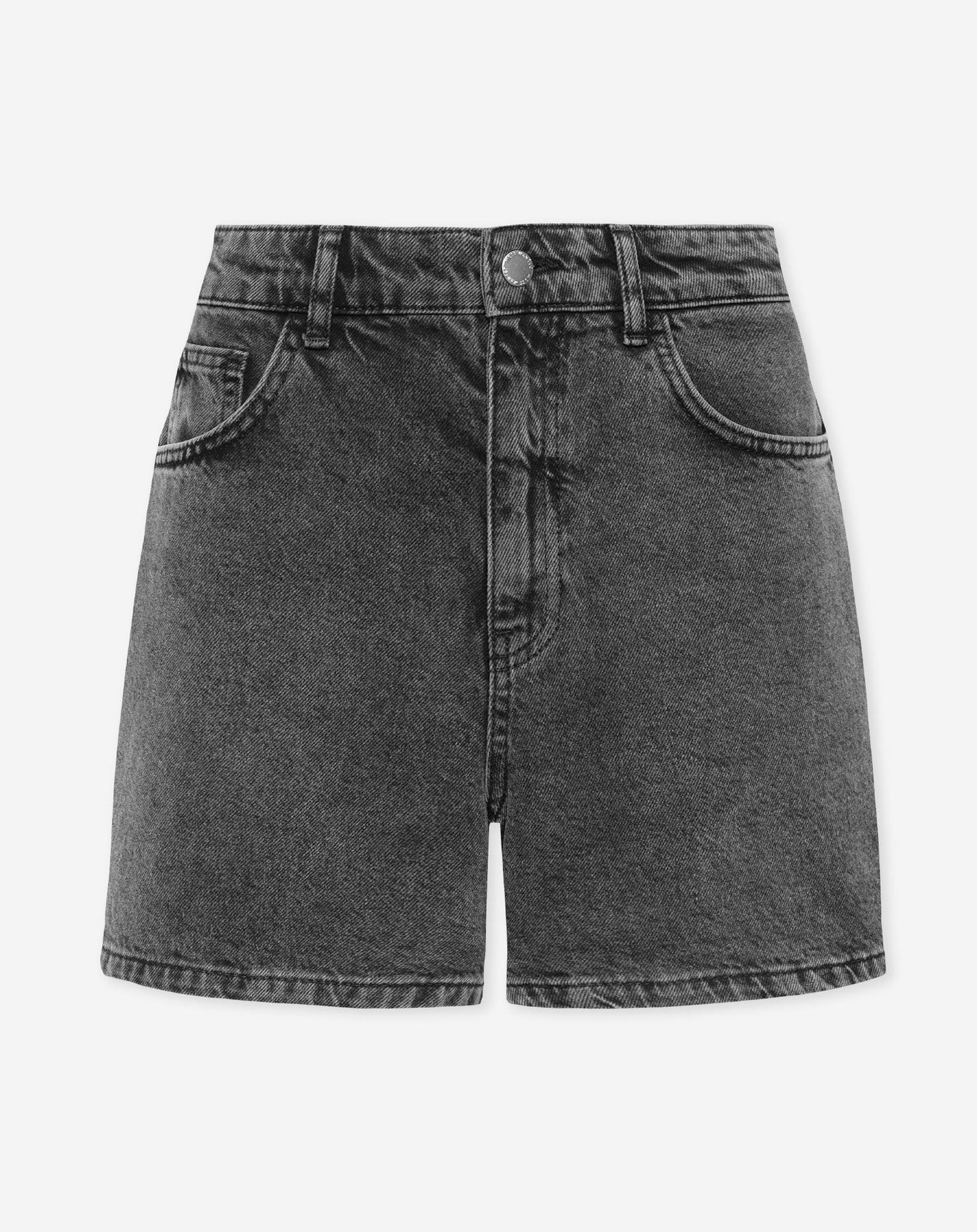 MOM DENIM SHORT GRIS MEDIO