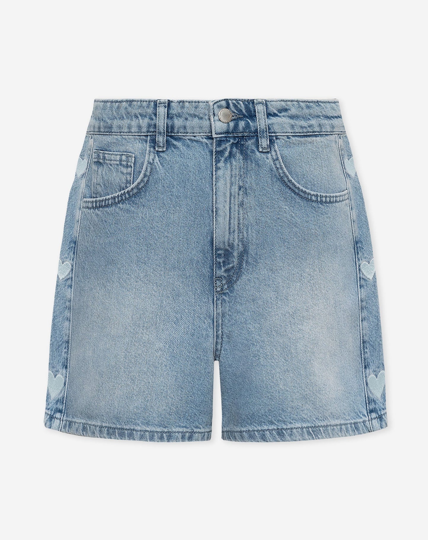 CORAZÓN LATERAL DENIM MOM SHORT AZUL