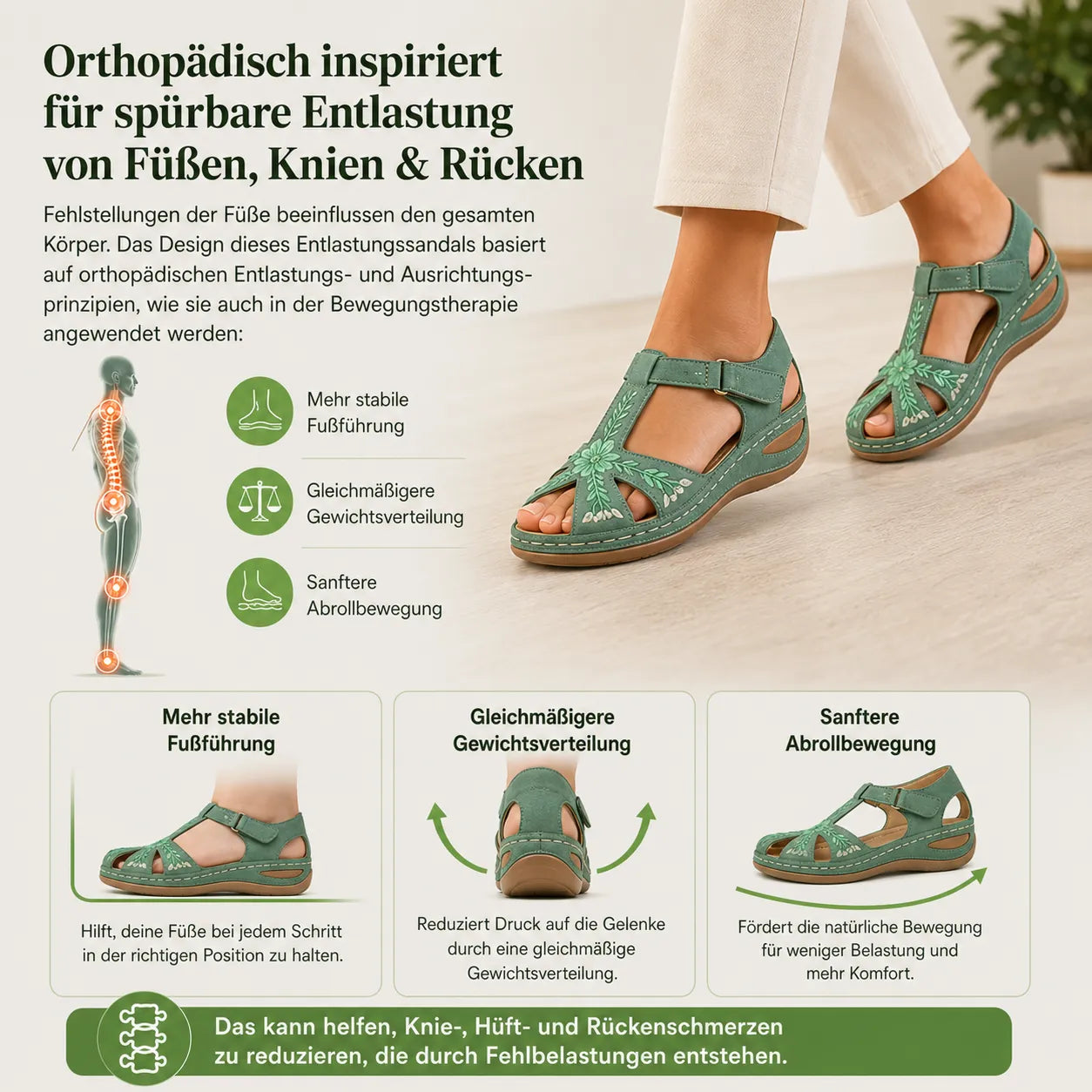 Orthosan - Sandalia de confort que alivia el dolor | Antideslizante y ultraligera