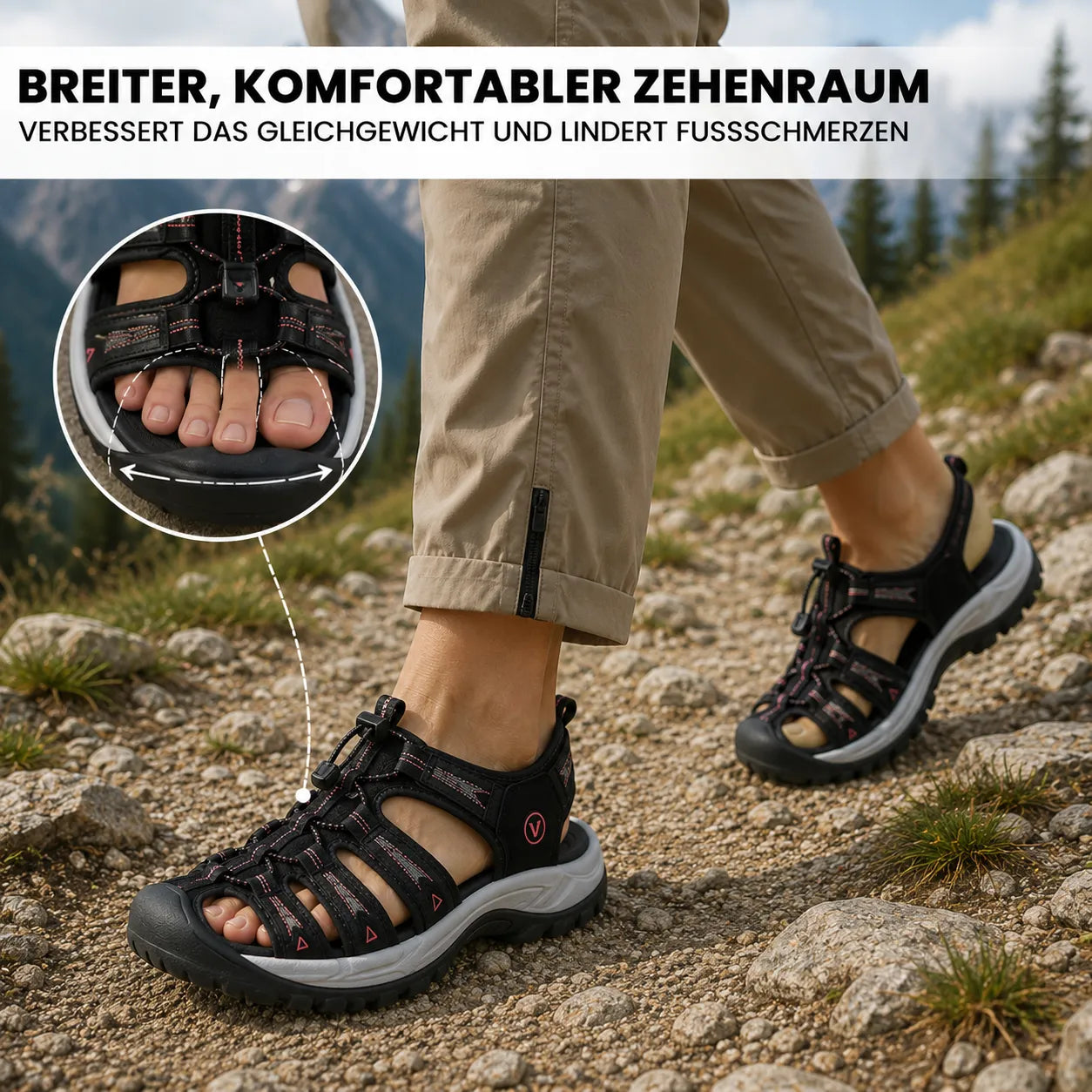 Orthotrekking - Sandalias de confort que alivian el dolor para caminar y hacer senderismo | Antideslizantes y ultraligeras