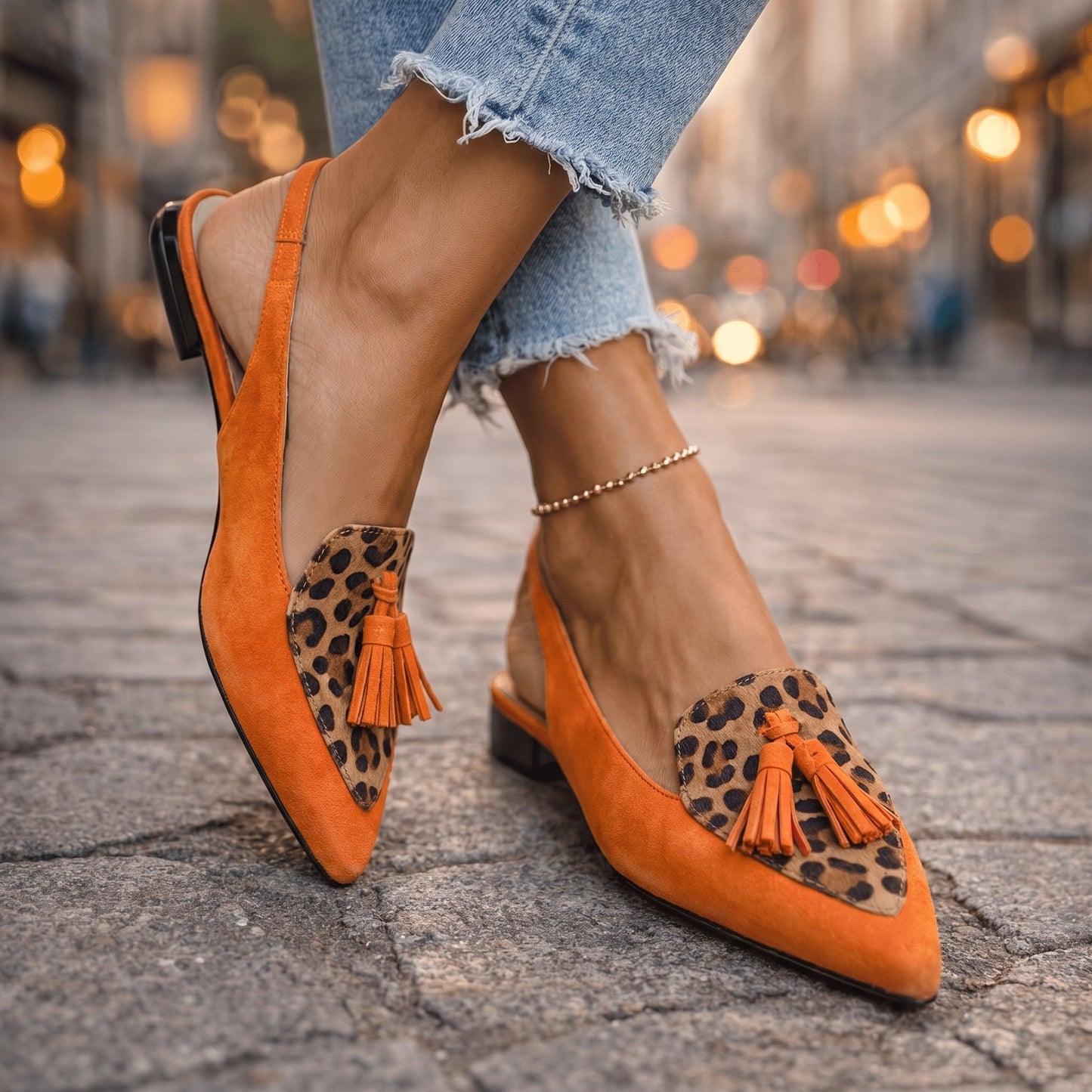 Nexoria - Mules bicolor para mujer elegantes con pompones de moda