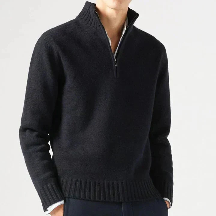 DELACROIX | Jersey de cuello alto de lana con cremallera para hombre