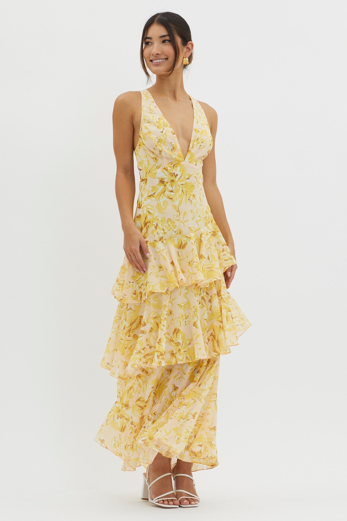 LISA | Vestido Maxi Floral con Volantes