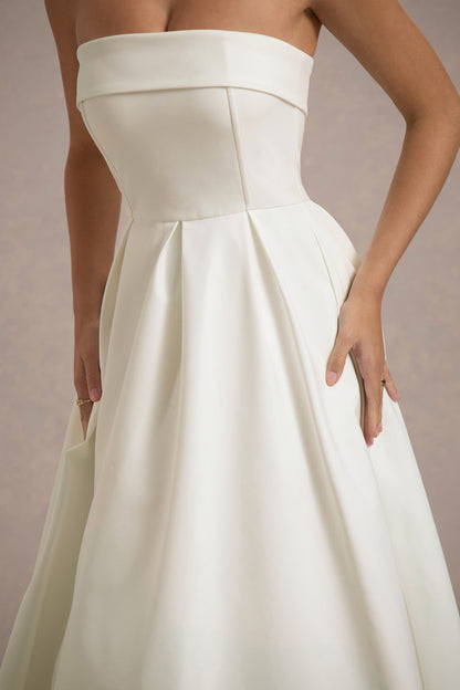 ANNE | Vestido midi elegante con escote en hombros descubiertos
