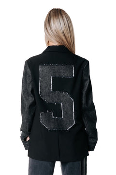 Mimmi Denim Sleeve Blazer | Black