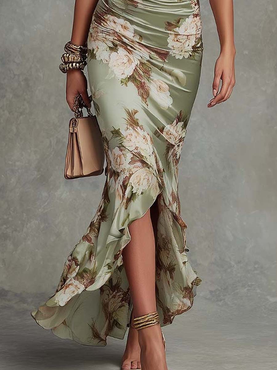 ANASTASIA | VESTIDO LARGO DE RASO CON FLORES