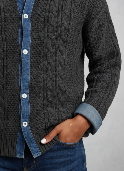 AMBRA | Suéter de punto patchwork con detalles de denim