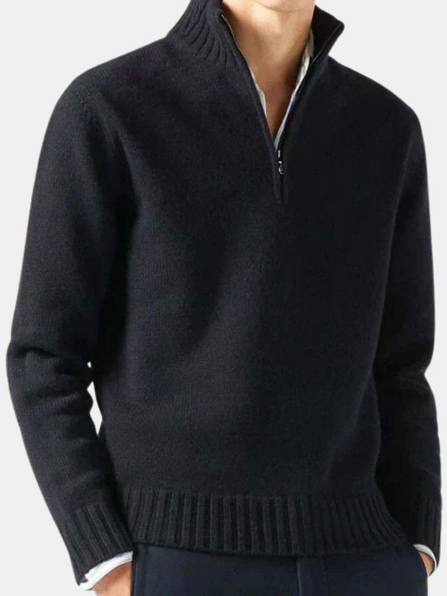 DELACROIX | Jersey de cuello alto de lana con cremallera para hombre
