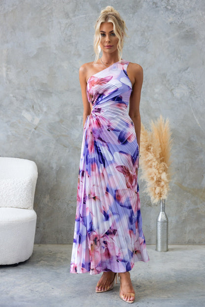 ELLA | Vestido midi de un hombro plisado