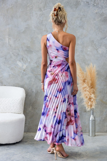 ELLA | Vestido midi de un hombro plisado