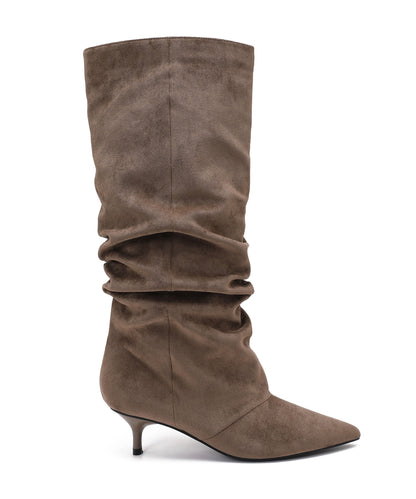 Botas de ante de tacón de aguja Brea Camel